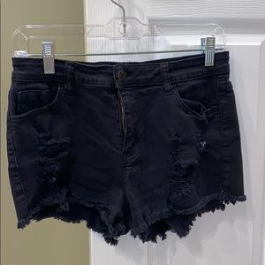 Black jean shorts